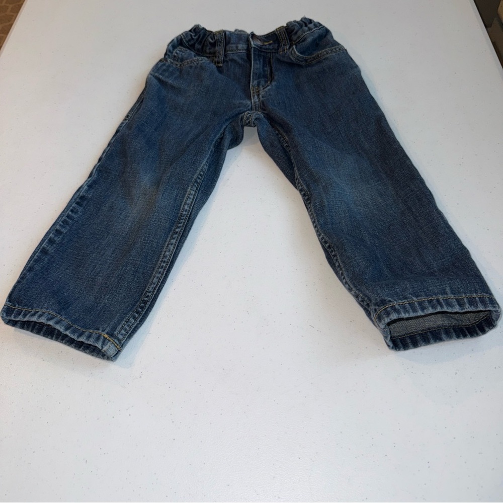 Gymboree Kids Boys Sz 3‎ Adjustable Waist Stretch Elastic Straight Jeans Blue